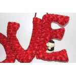 Beautiful Big Hanging Red Plush LOVE Letters with Teddy Couple
